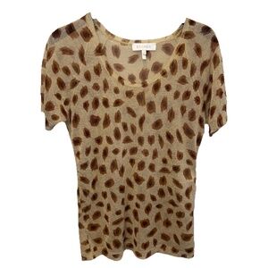Escada Sparkly Thin Knit T-shirt Leopard Animal print size 42